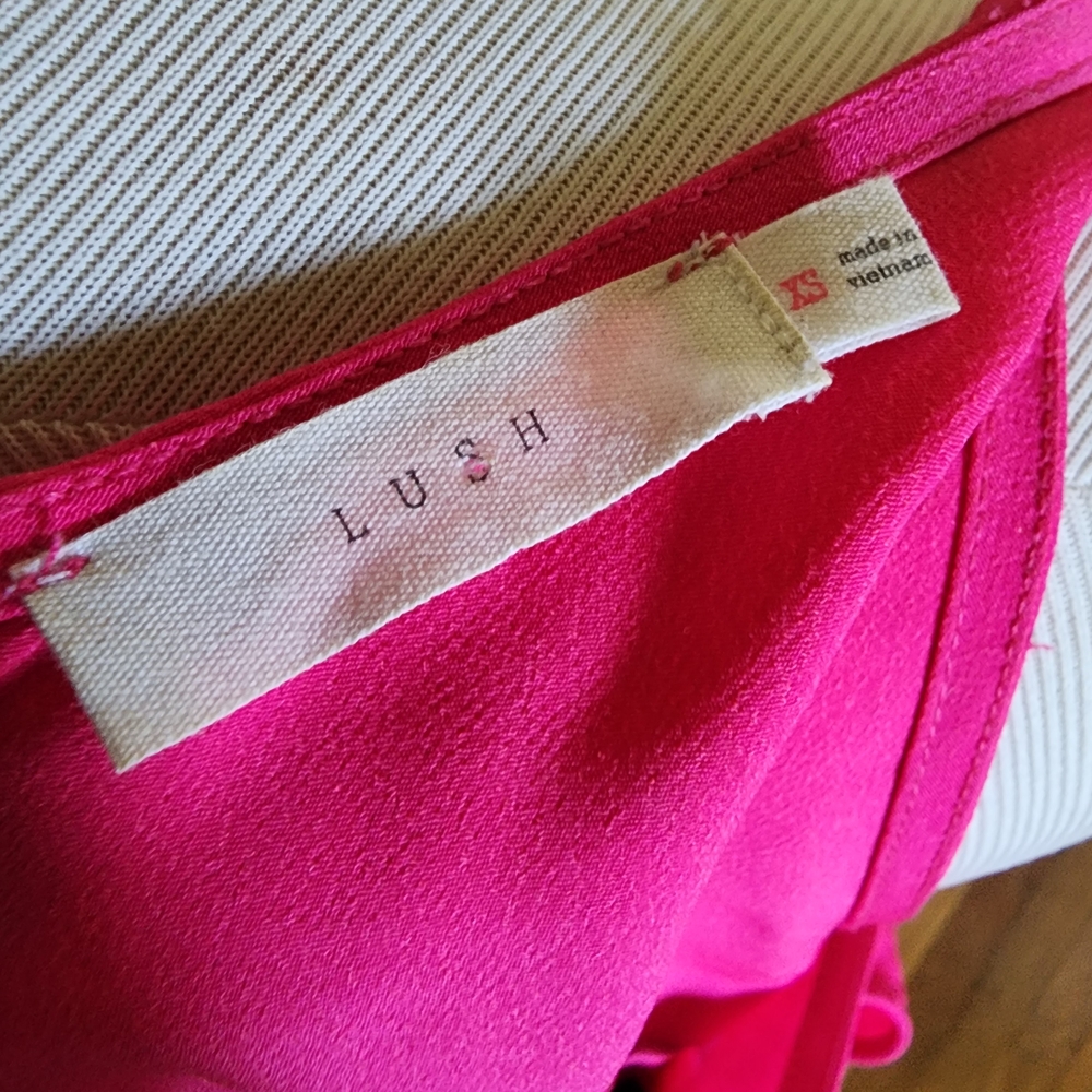 Lush Pink Halter Sundress with Ruffled Hem - Picture 4 of 5